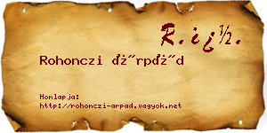 Rohonczi Árpád névjegykártya