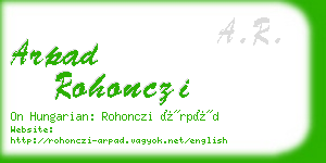 arpad rohonczi business card